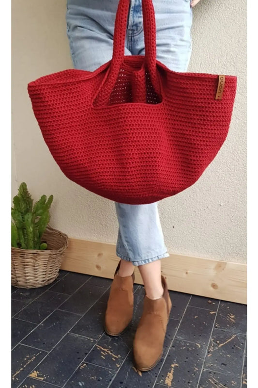 Extra Large Macrame Bag Red Luxury