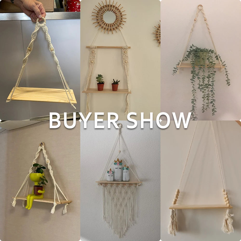Bedroom Macrame Shelf Wall Hanging Floating