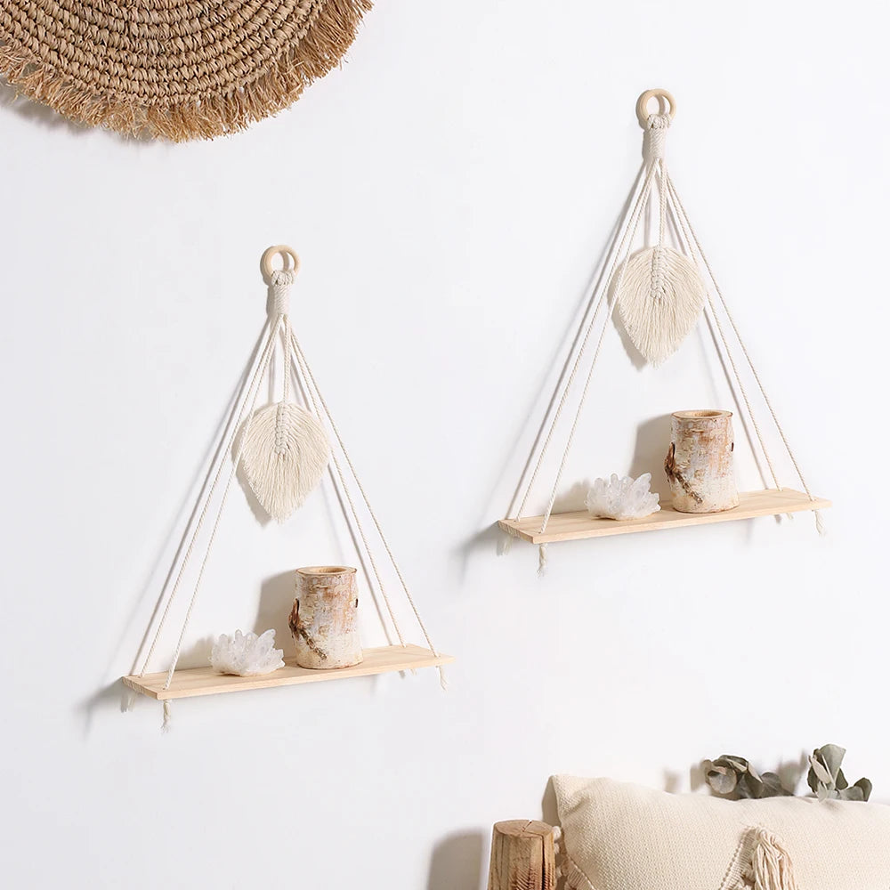 Macrame Leaf Floating Shelf