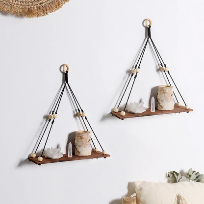 Macrame Leaf Floating Shelf