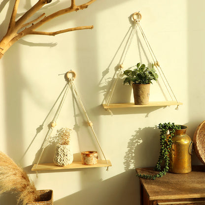 Macrame Leaf Floating Shelf