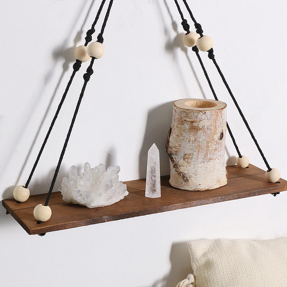Macrame Leaf Floating Shelf