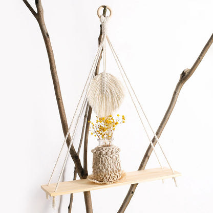 Macrame Leaf Floating Shelf