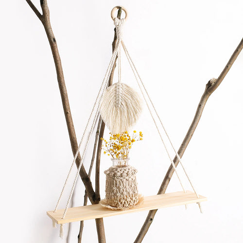 Macrame Leaf Floating Shelf